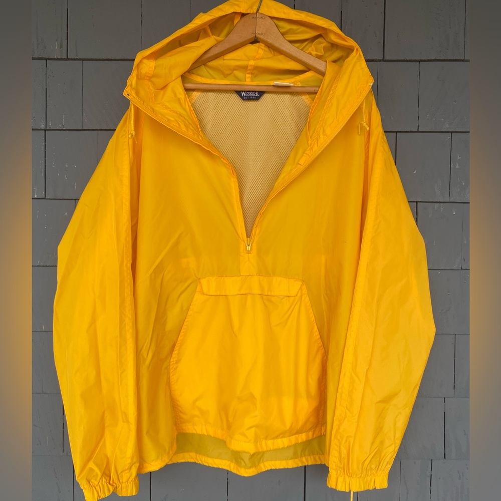 Vintage Woolrich Yellow Nylon Pullover Anorak Windbreaker large L